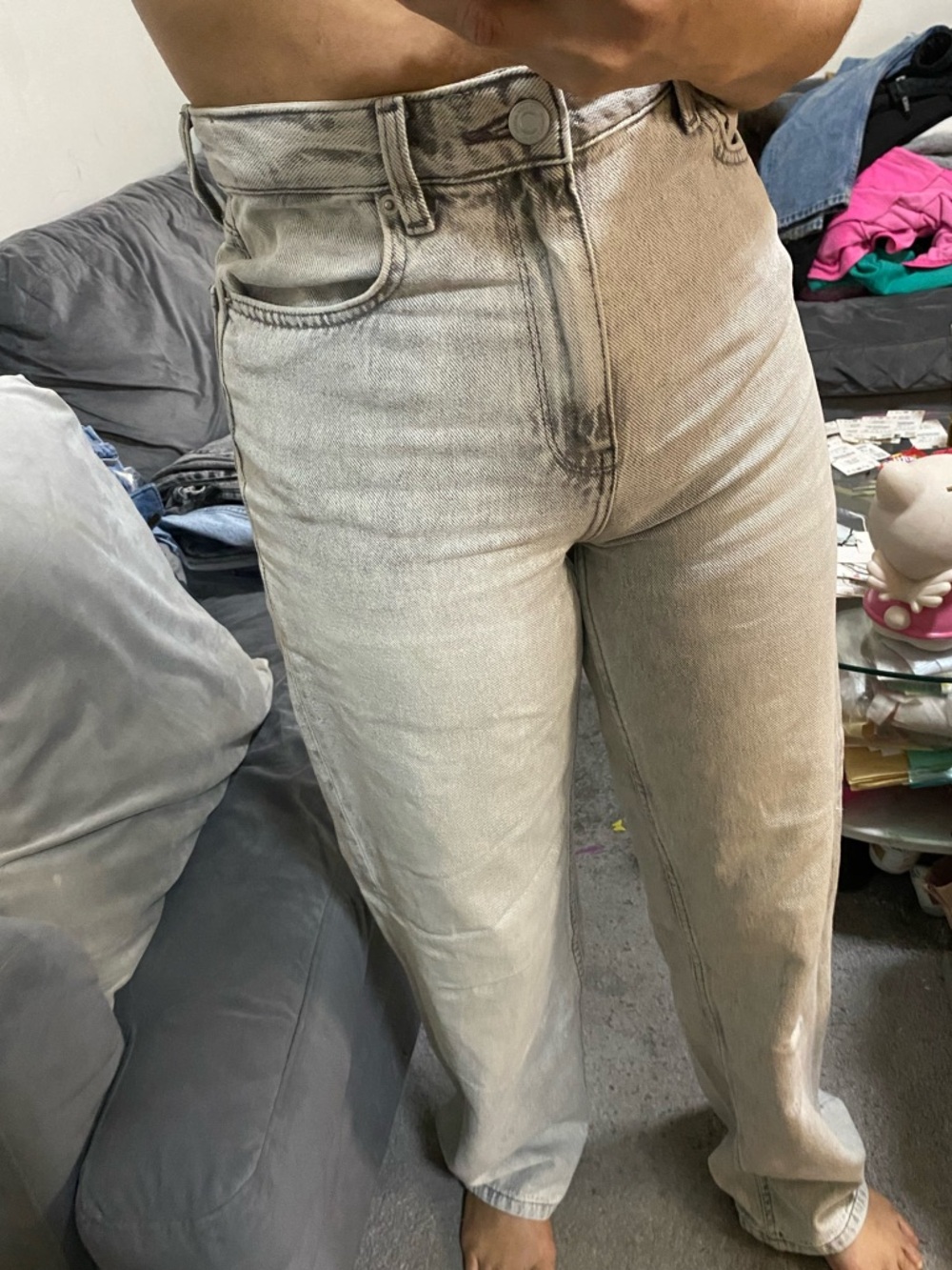 Zara Relaxed Straight Light Gray Washed Jeans
